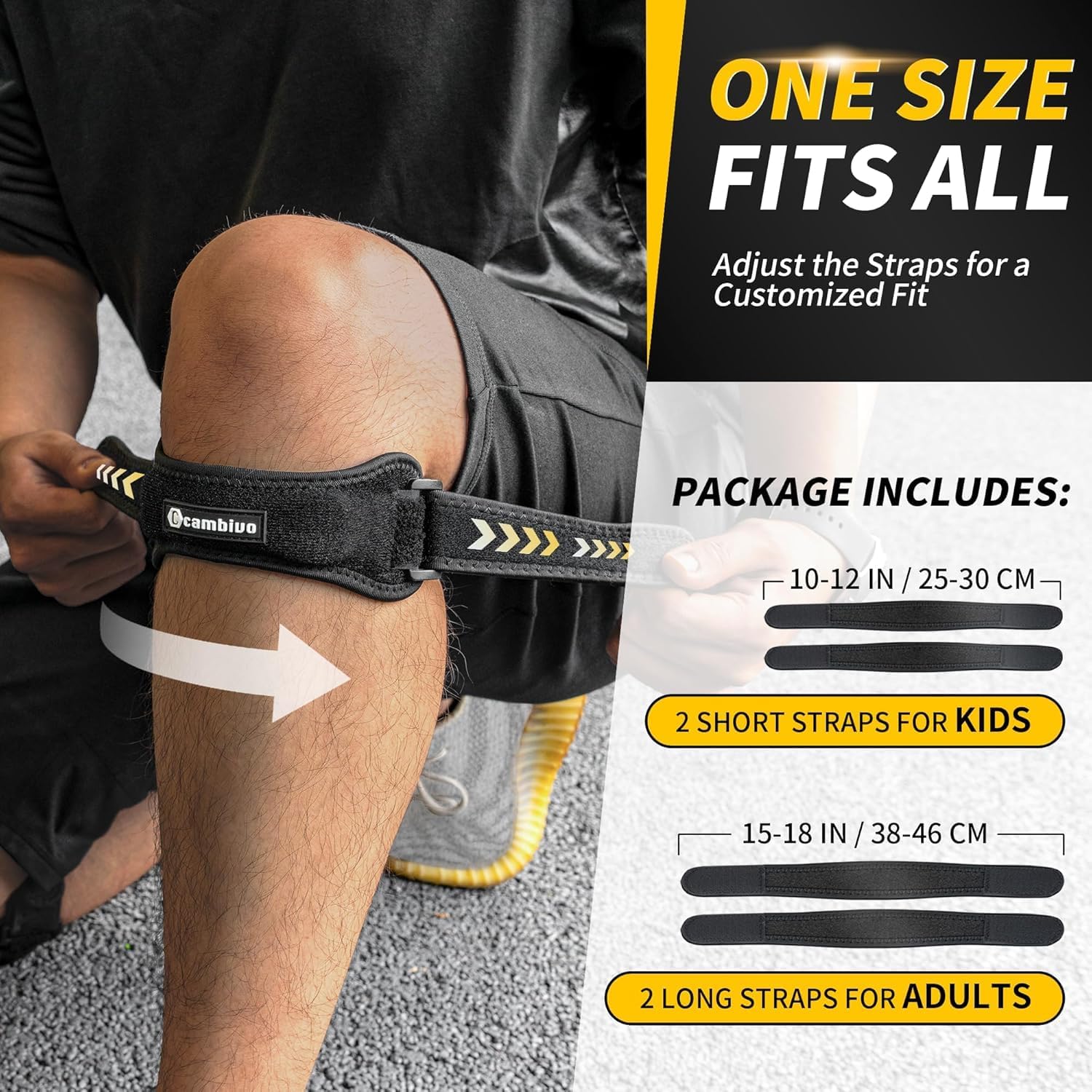 Detalle 2 de CAMBIVO 2 Pack Patella Tendon Knee Strap – adjustable anti-slip knee support for sport and workouts
