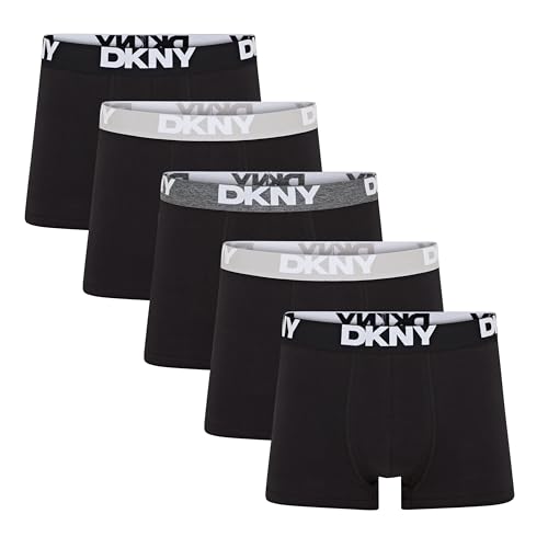 Detalle de DKNY Portland Mens Boxer Shorts Multipack (Pack of 5) – Cotton Blend, Black, XL
