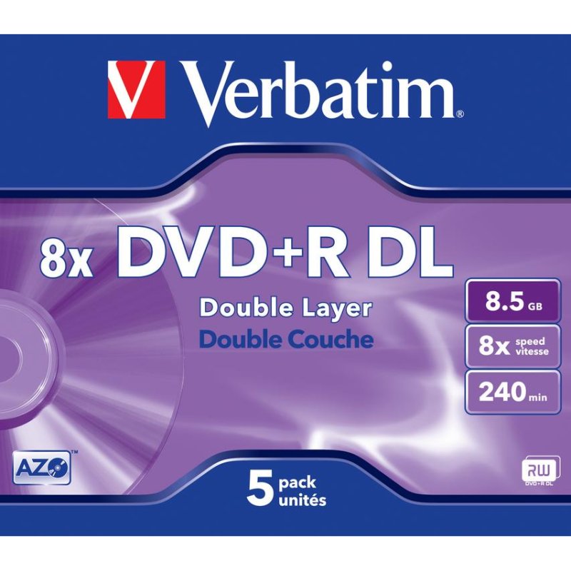 Thumbnail 3 de Verbatim 43541 DVD+R DL de 8,5 GB, doble capa y velocidad 8x, pack de 5