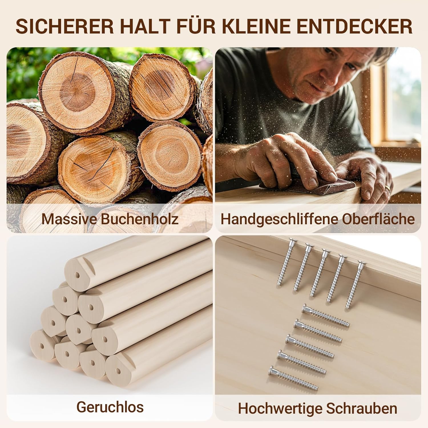 Detalle de COSYLAND 8-in-1 Montessori Klettergerüst Holz – sicheres Spielzimmer-Abenteuer für Kleinkinder