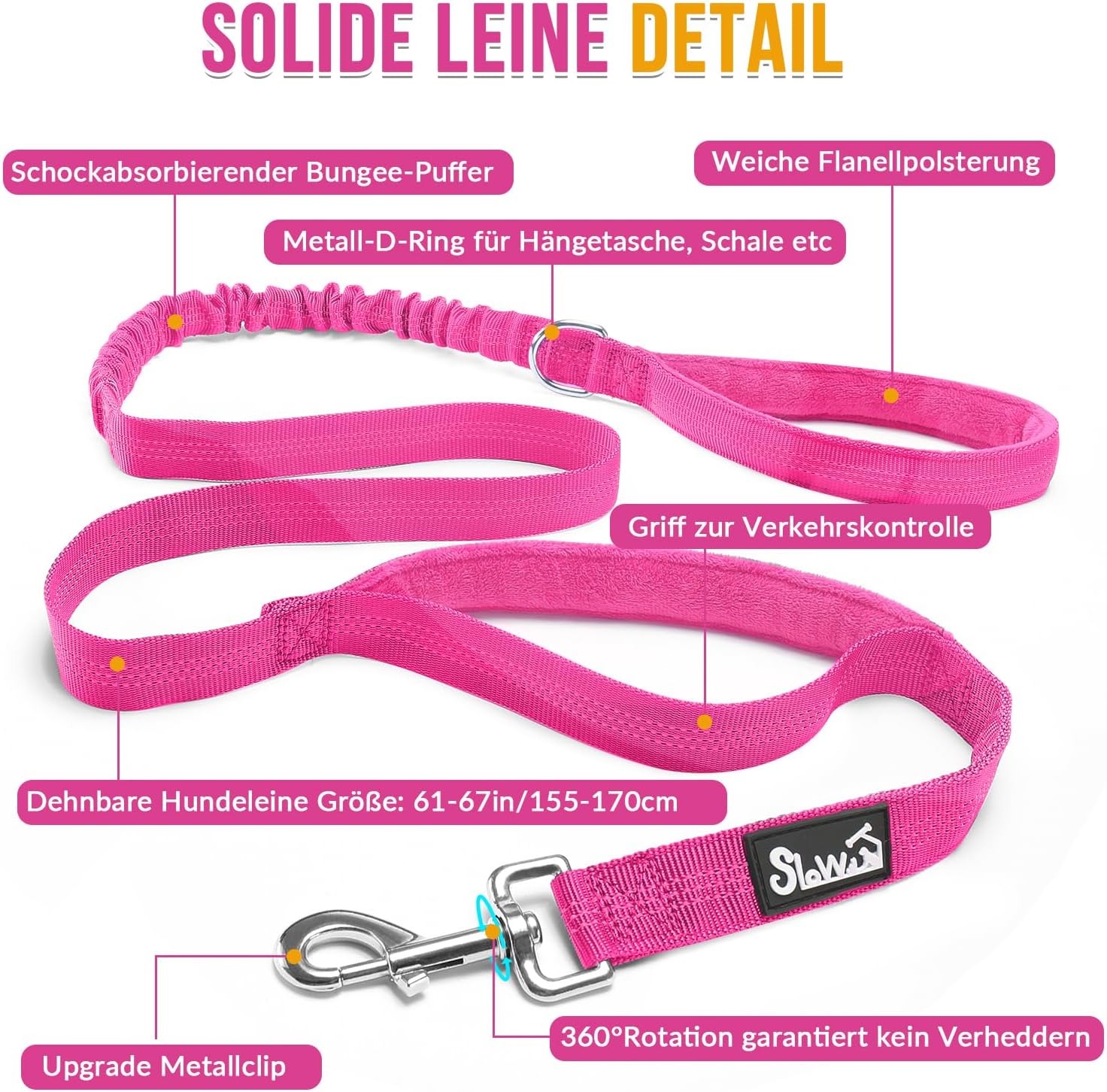 Thumbnail 6 de Eyein Hundegeschirr mit Leine für große bis mittelgroße Hunde – Weiche Pufferung, Reflektierend, 2 Leinenclips, Magenta, Größe M