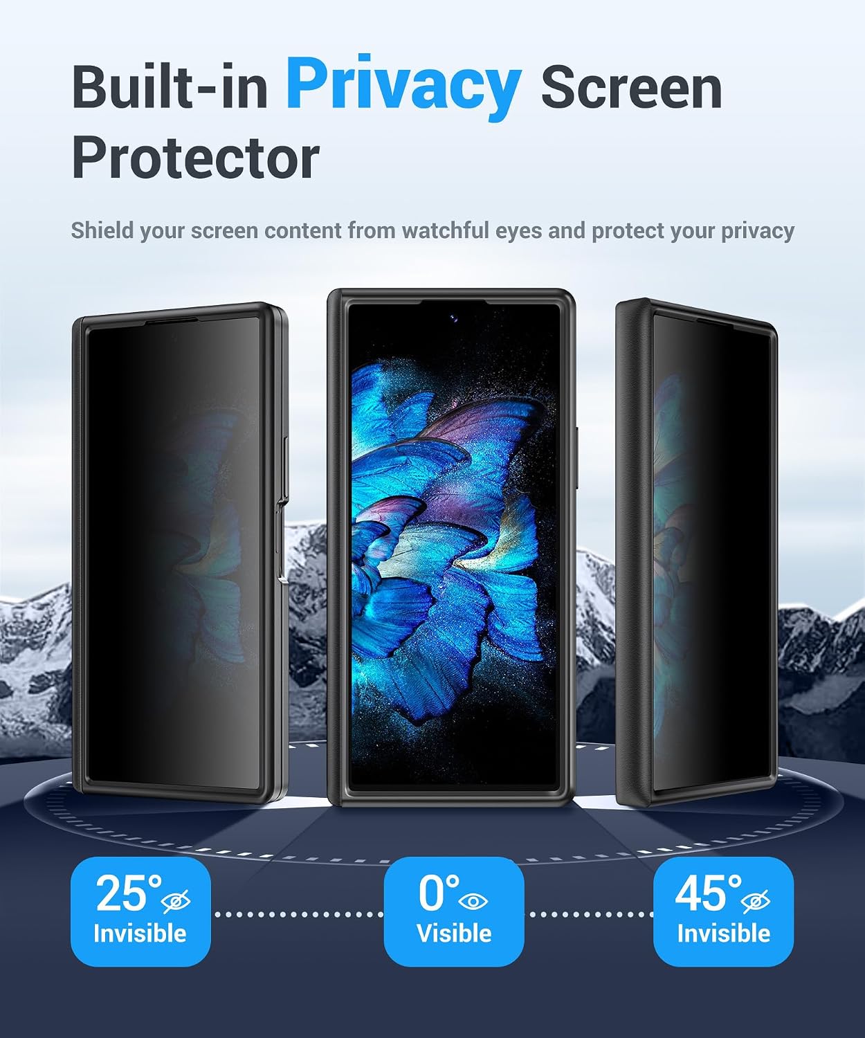 Detalle 2 de BERFY Samsung Galaxy Z Fold 7 privacy case with kickstand