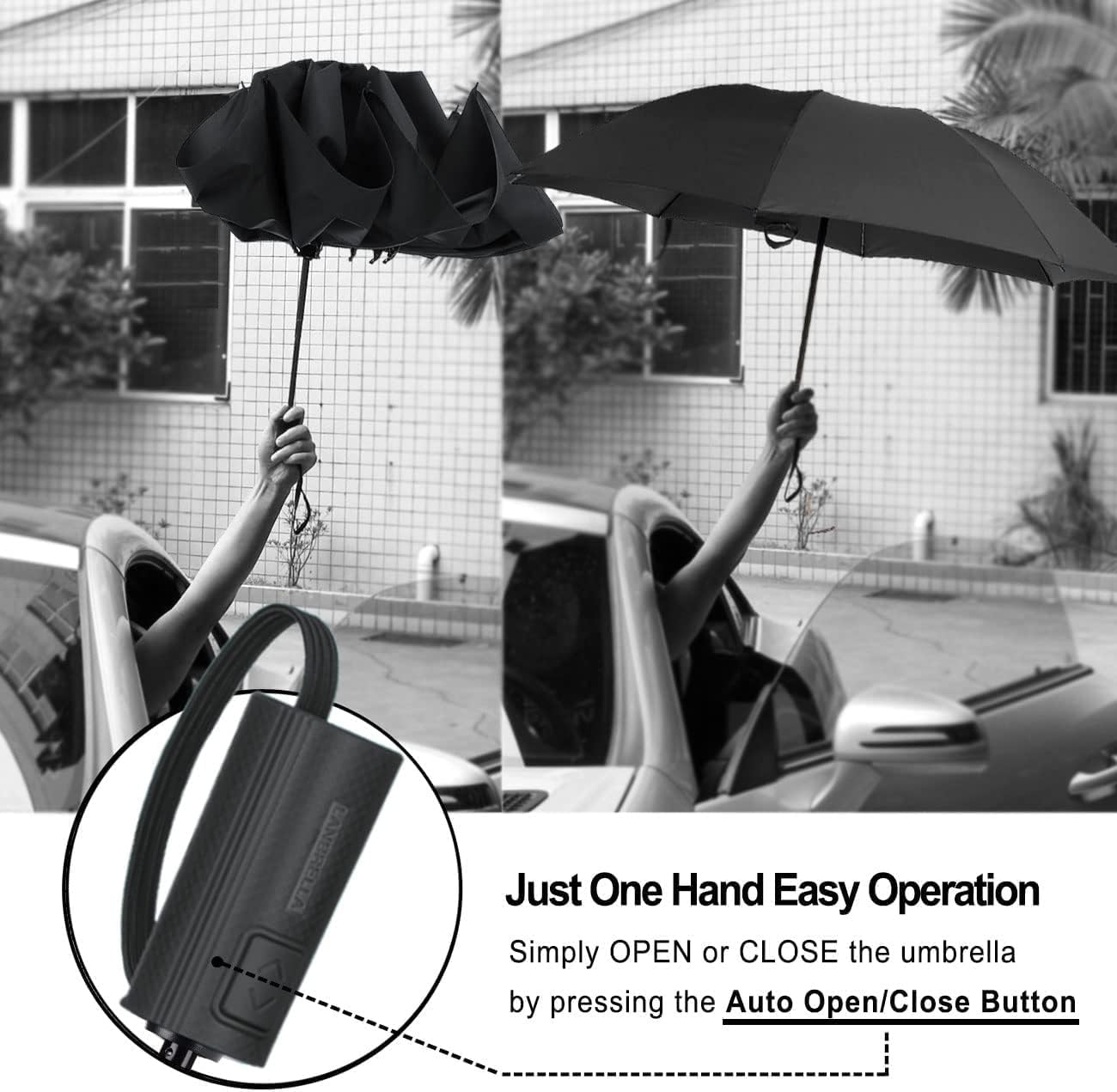 Detalle de ACEIken reverse close folding windproof travel umbrella – auto open/close compact compact and portable