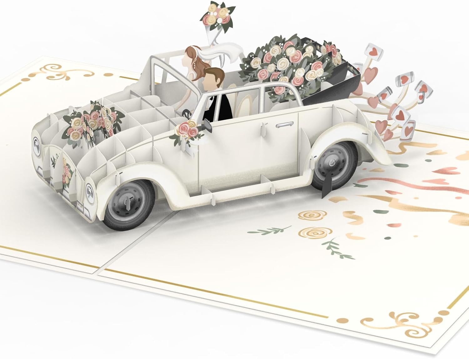 Thumbnail 5 de papercrush® Carte pop-up XXL A4 pour mariage avec voiture de mariés (carte de vœux 3D)