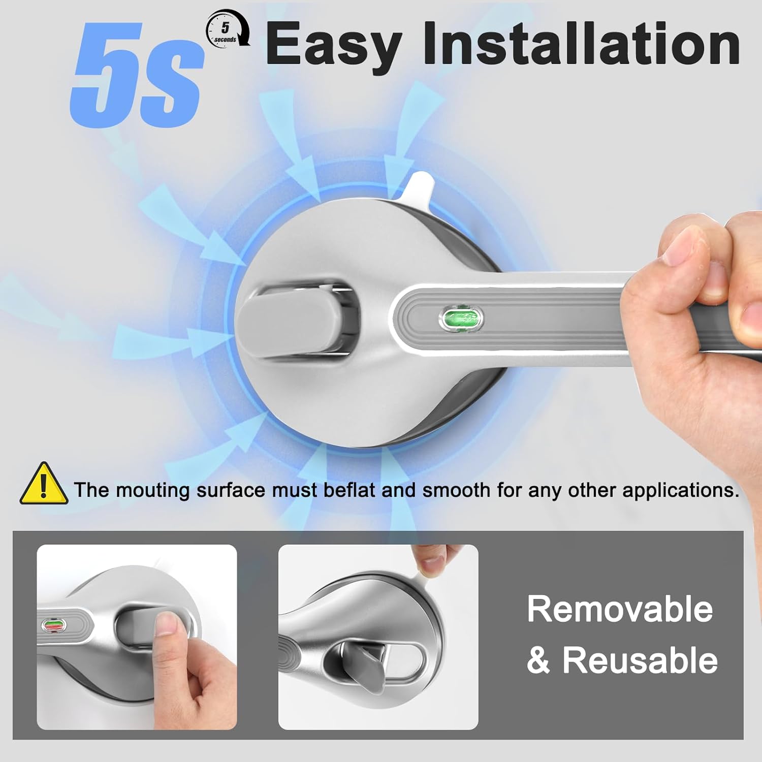 Thumbnail 2 de Newthinking Long Suction Grab Rail for Bathroom (16 inch) with Indicator – portable drill-free shower safety handle