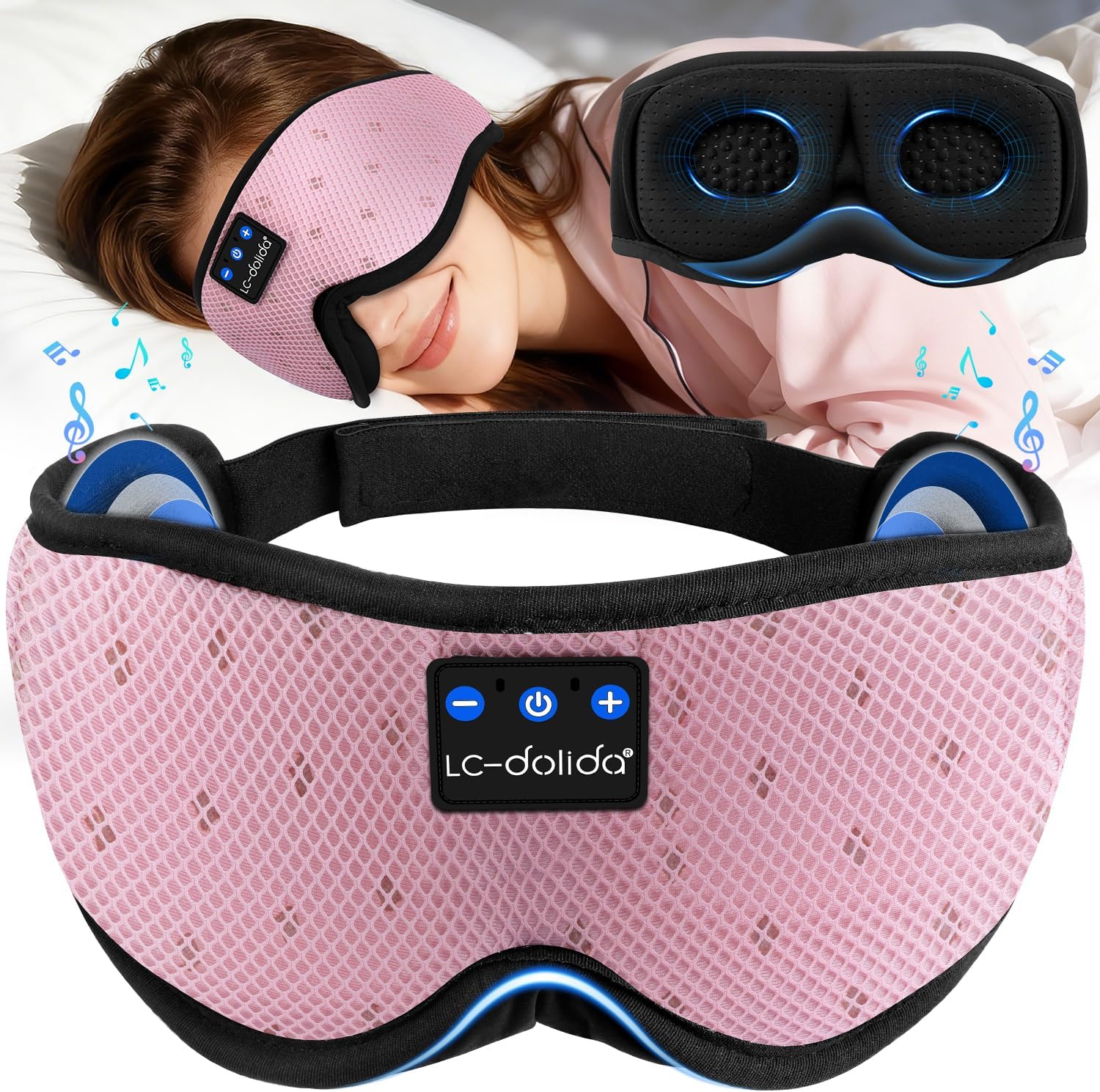 Detalle de LC-dolida Schlafmaske Bluetooth V5.4 mit 15 Std.