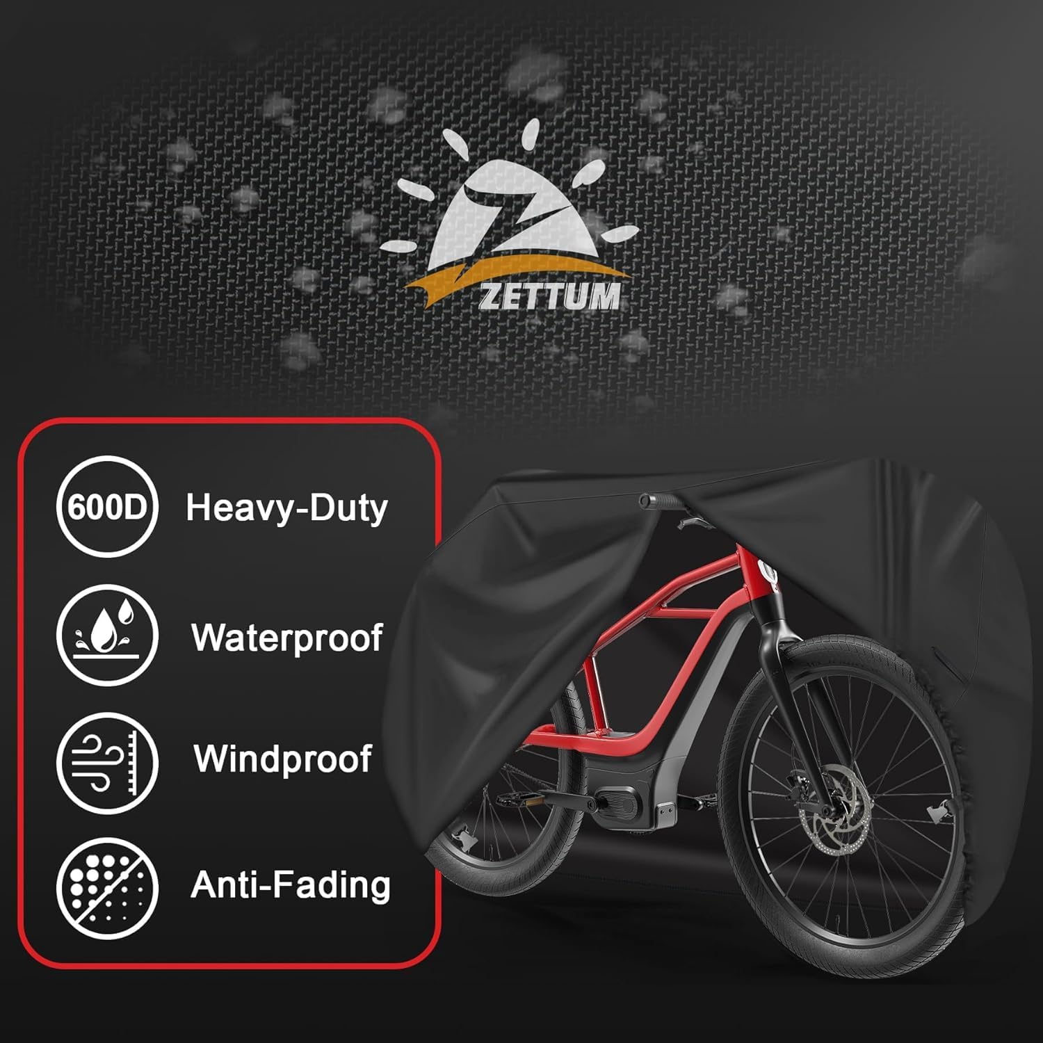 Detalle de Zettum 600D PU Bike Cover for 1 Bike