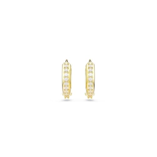 Detalle 2 de Swarovski Matrix Hoop Earrings – Clear Crystals in Gold-Tone Setting
