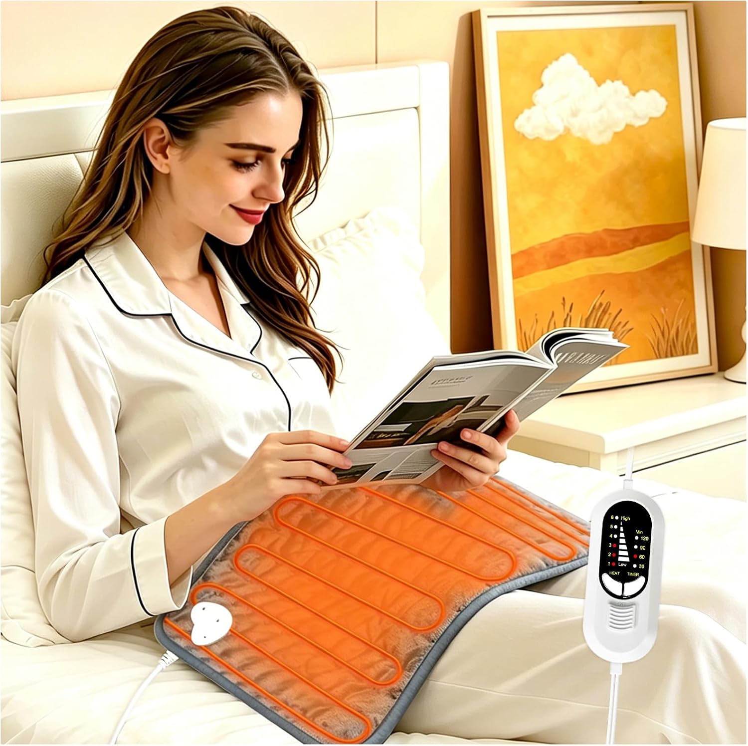 Detalle de Electric Heating Pad with 6 Heat Settings and Auto Shut Off (24" x 12") in Dark Gray