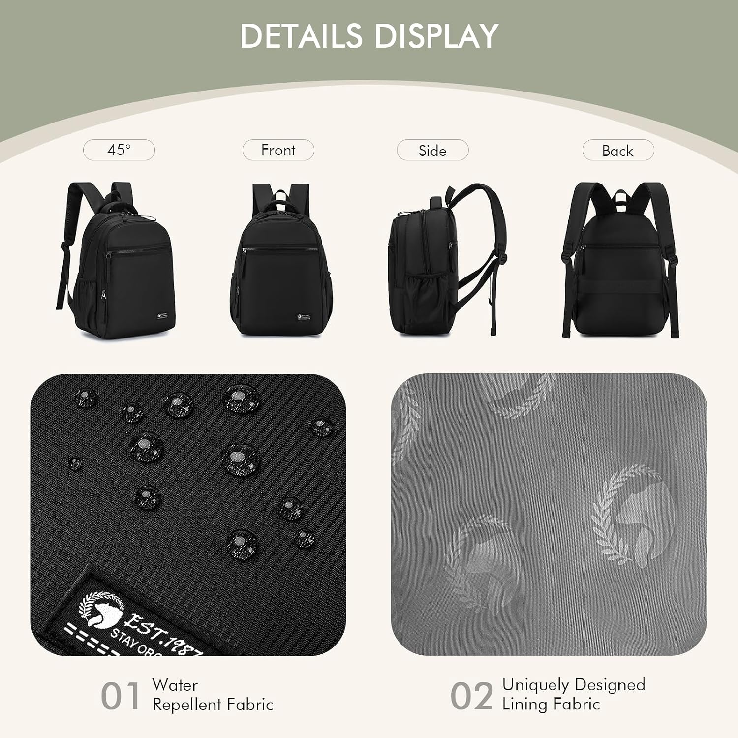 Detalle de BAGZY 40x30x15 cm Underseat Travel Backpack with Laptop Compartment