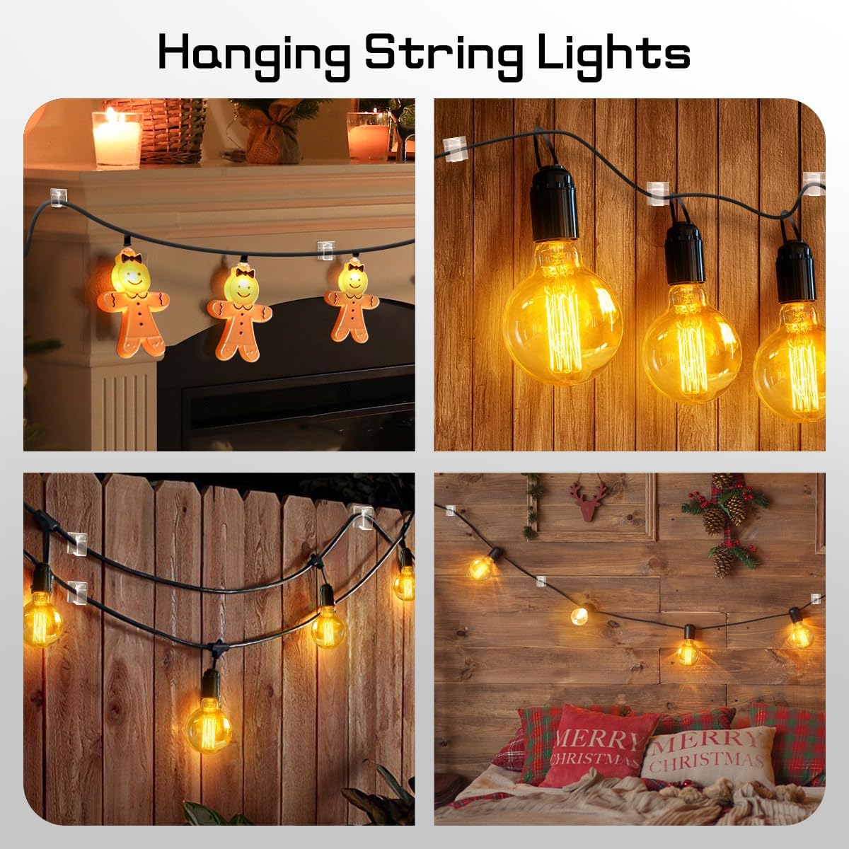 Thumbnail 5 de KGROTE 60Pcs Outdoor Light Hooks – Adhesive Fairy Light Clips for Hanging String Lights (Clear, Small)