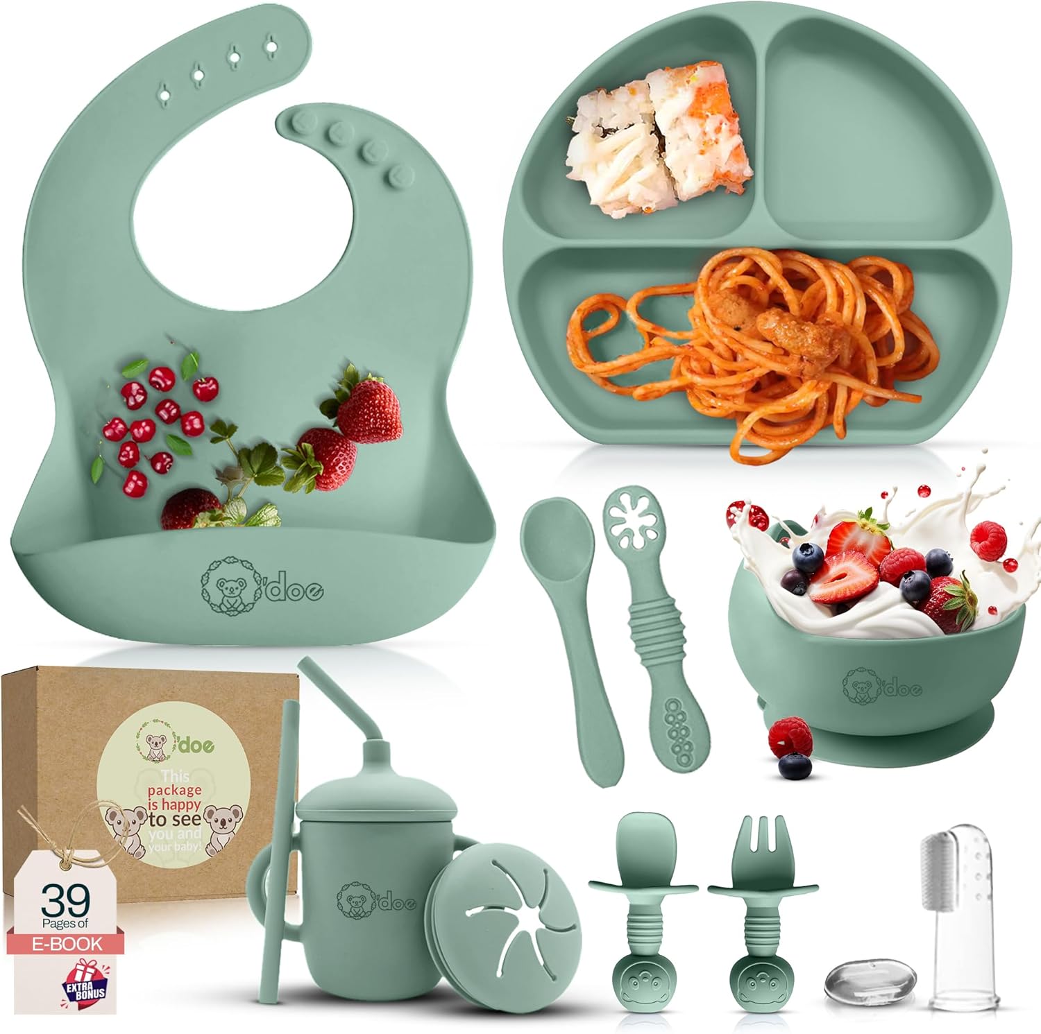Detalle de O'doe 11-Piece Baby Weaning Set Green