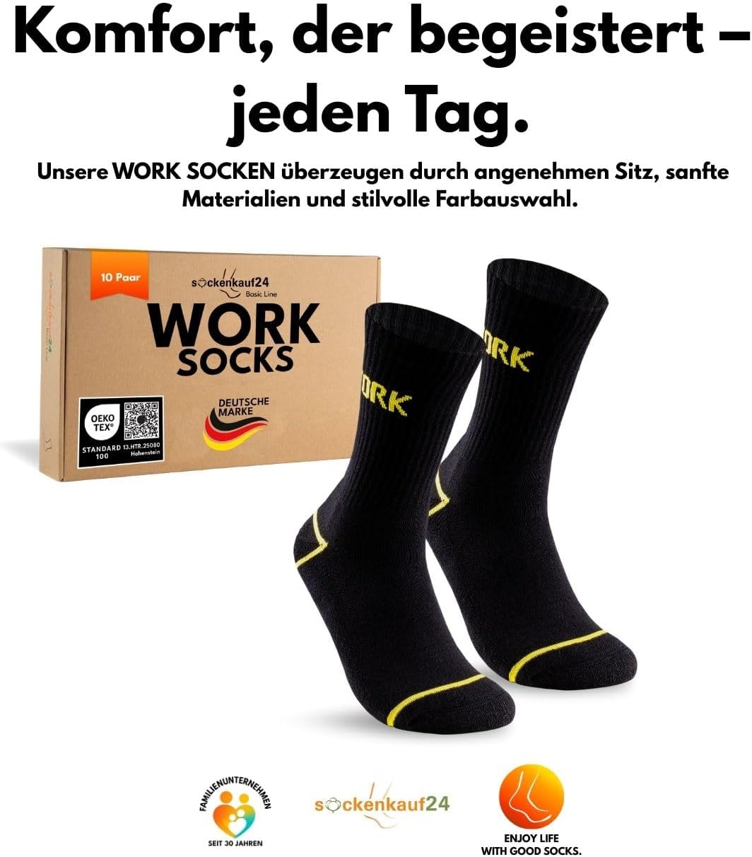 Thumbnail 5 de 10 Paar Arbeitssocken Herren WORK Socken Baumwolle