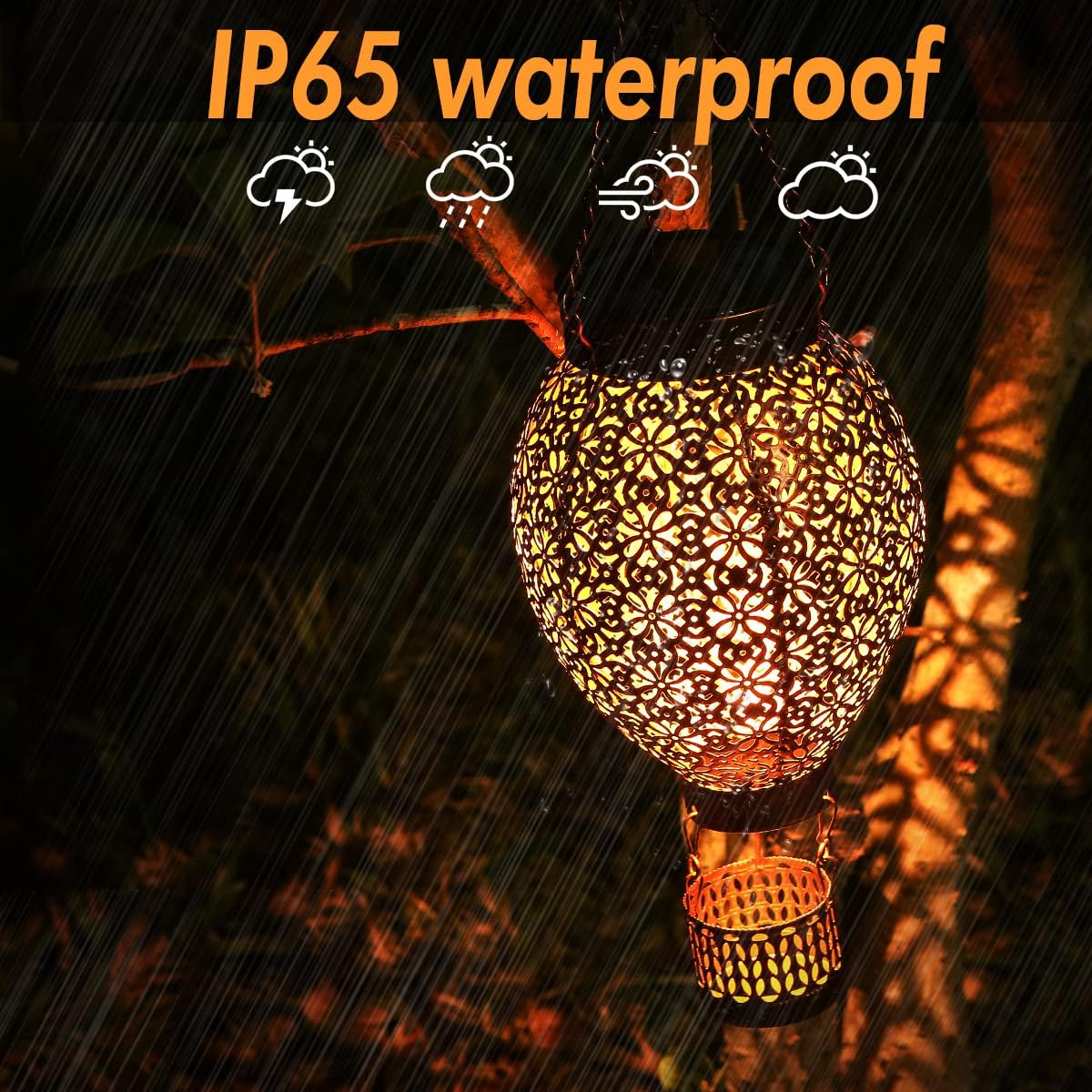Thumbnail 4 de Solarlaterne Außen JOYCREATOR - Heißluftballon LED Metall-Laterne, IP65 wasserdicht