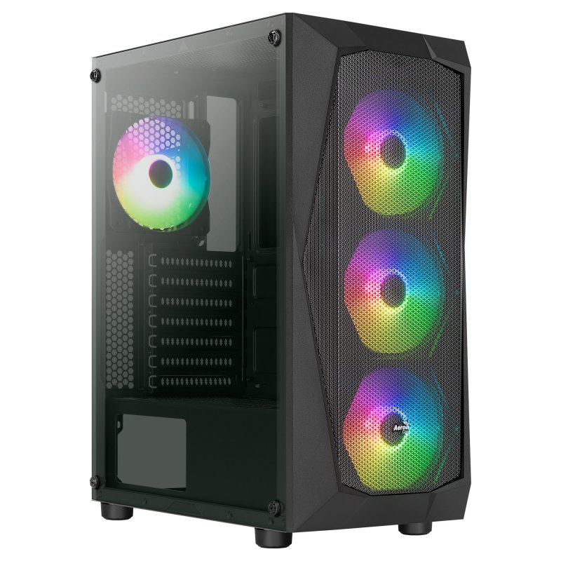 Detalle de Aerocool Falcon ARGB Cristal Templado USB 3.0 Negra: semitorre con flujo de aire y iluminación ARGB