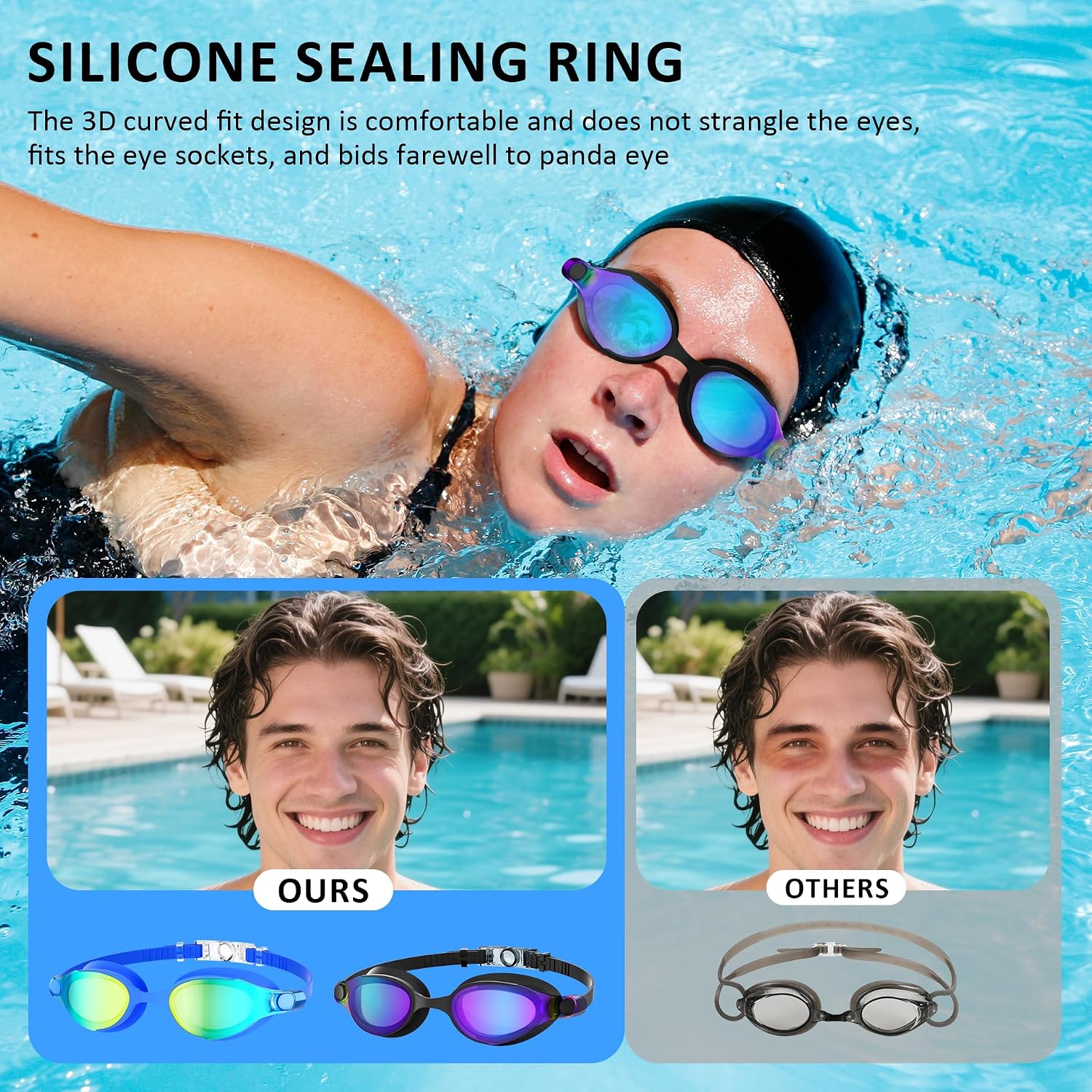 Thumbnail 1 de Swimming Goggles 2-Pack: Anti-Fog, UV Protection for Kids (6–14) and Adults