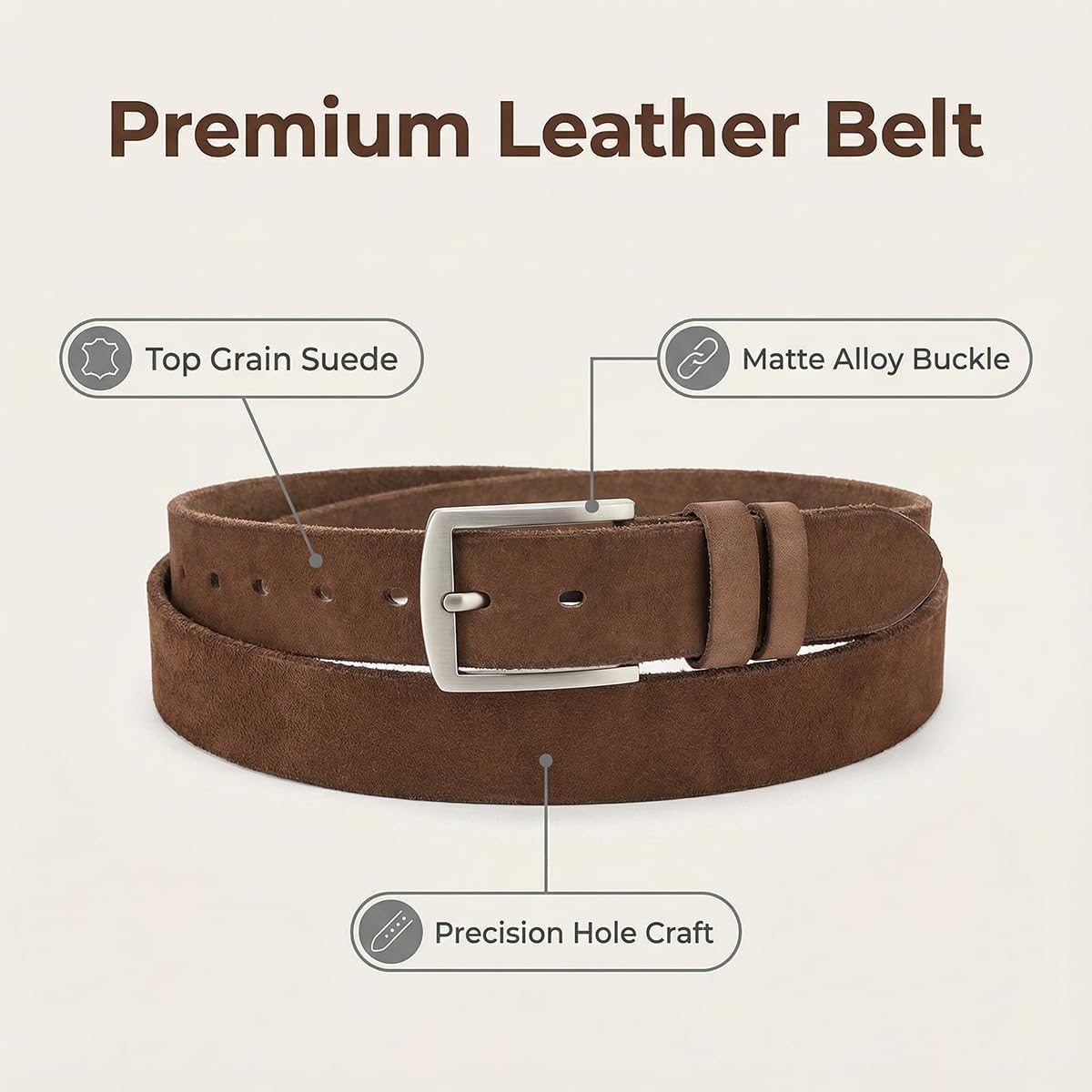 Detalle 2 de VRLEGEND Ledergürtel Herren, 3,8 cm breit