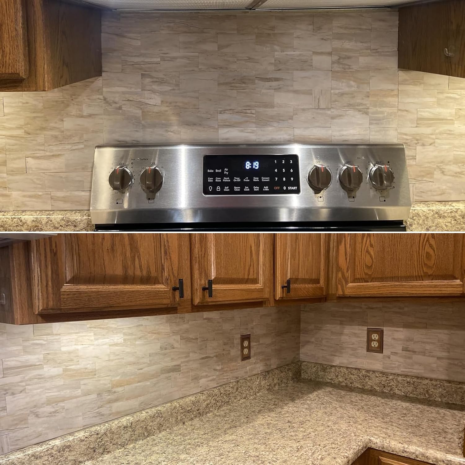 Detalle de OYASIMI GZMA025-20-CA Peel-and-Stick Subway Tile Backsplash, Slate Beige PVC