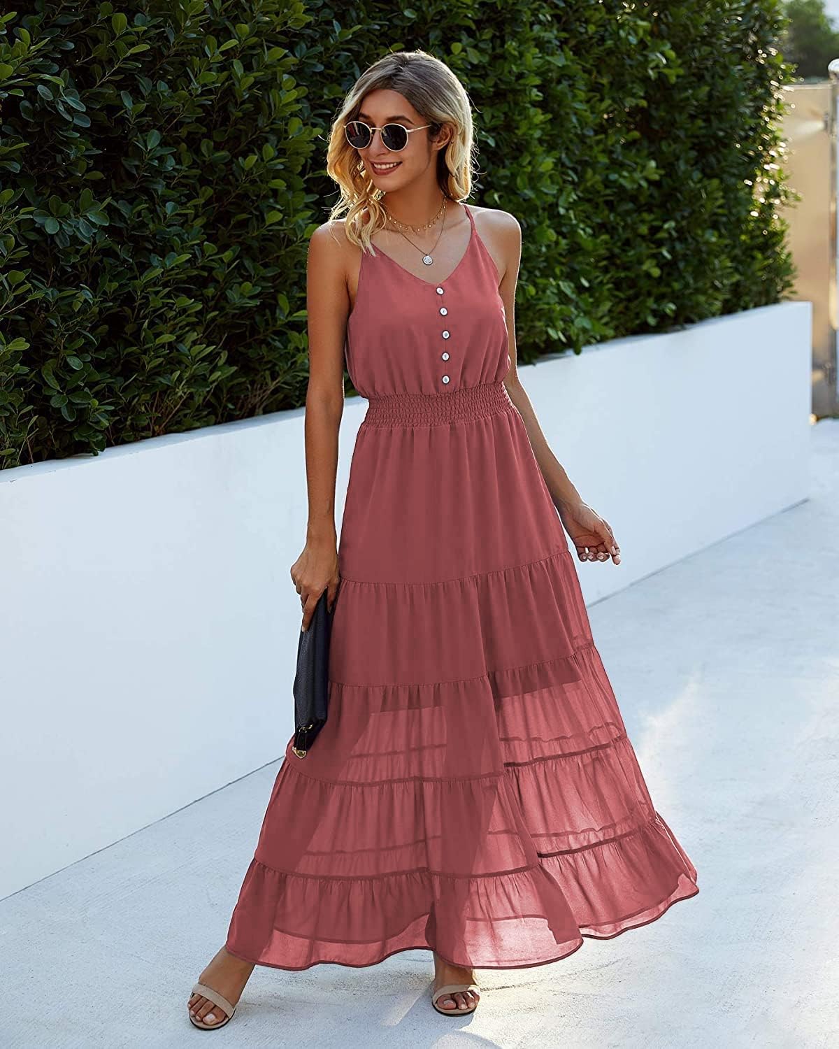 Thumbnail 1 de PRETTYGARDEN Women's 2026 Summer Maxi Dress: Spaghetti Strap, High Waist, Chiffon Beach Sundress