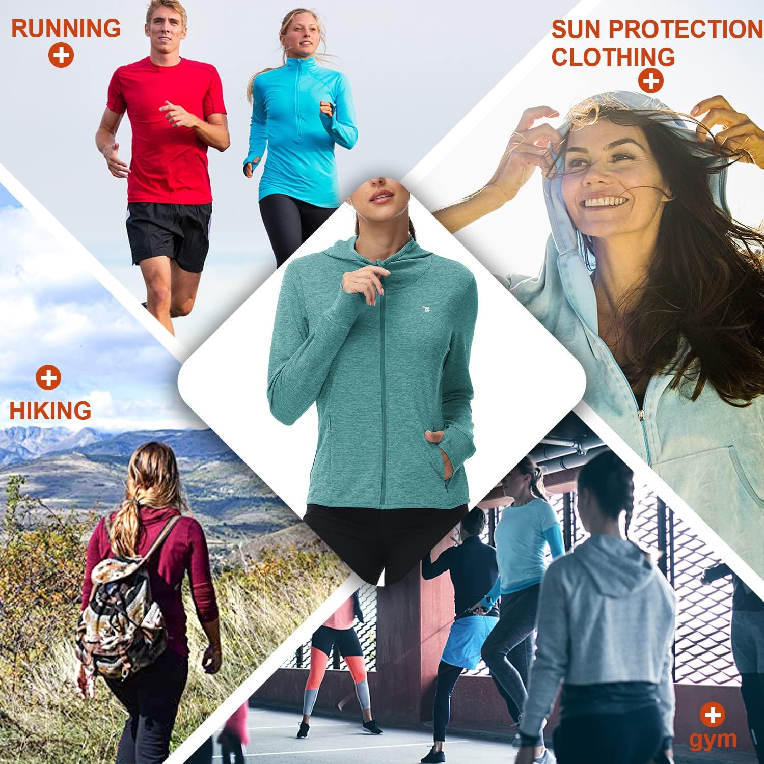 Thumbnail 6 de donhobo Women’s Running Jackets with Thumb Hole – breathable, UPF 50+ zip-up hoodie with side pockets