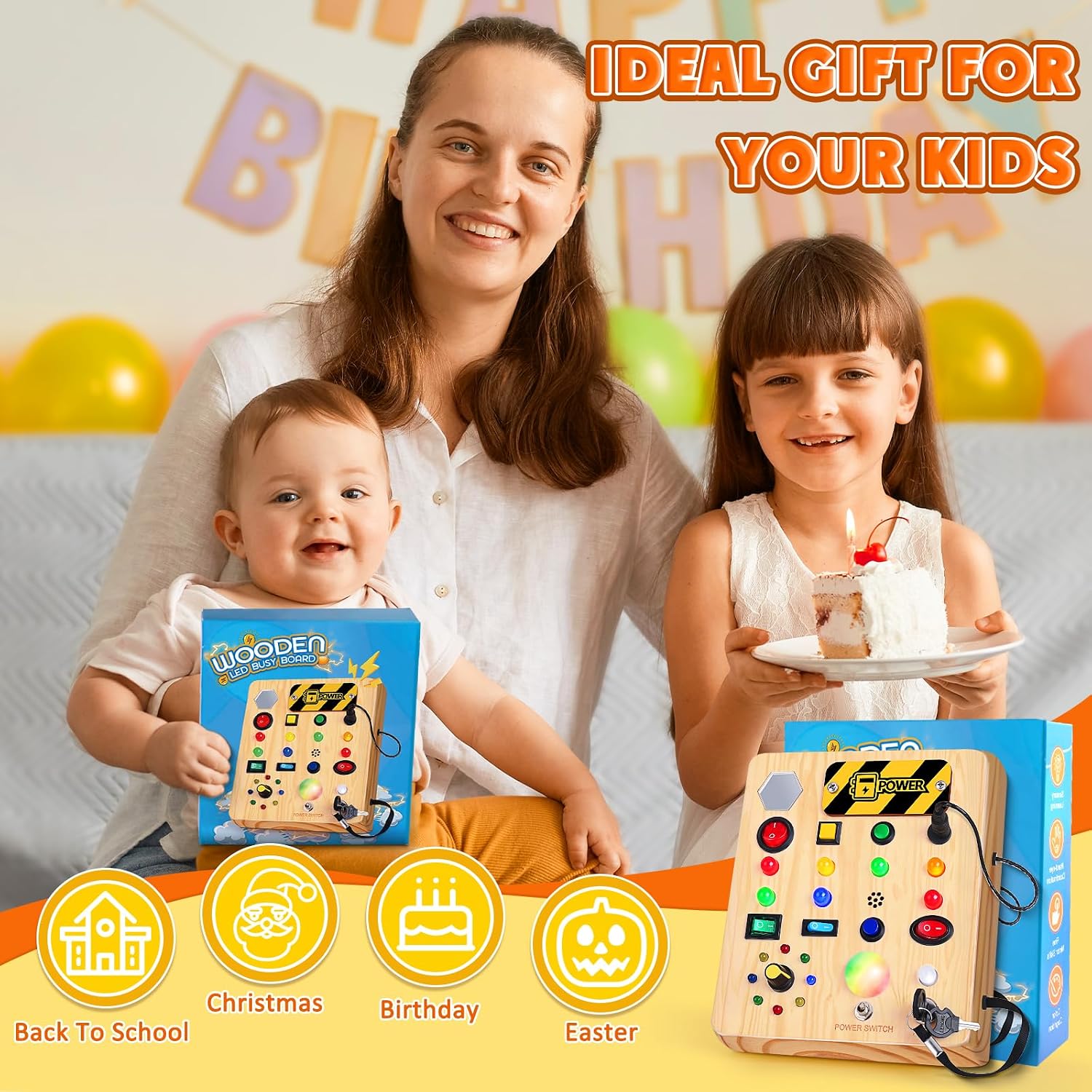 Detalle de TINTECUSA wooden Busy Board with 12 LED Lights, Music and Animal Sounds