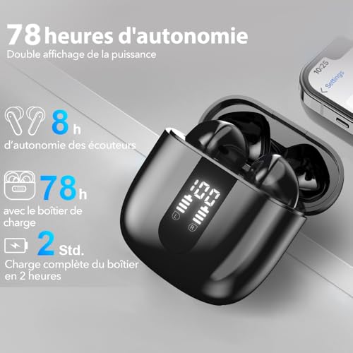 Thumbnail 2 de JBES Écouteurs Bluetooth Sans Fil – 6 micro ENC, 60 h, IP5, USB-C