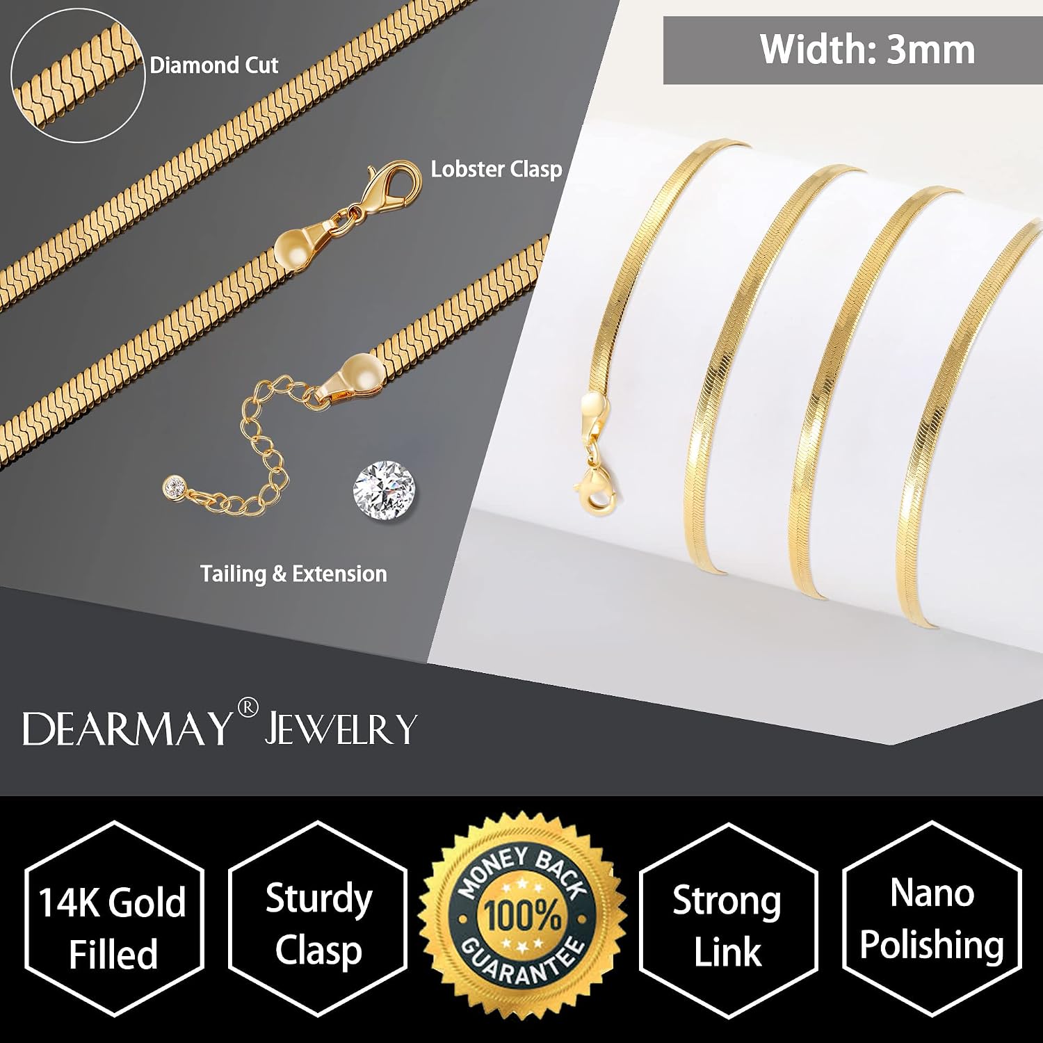 Detalle 2 de DEARMAY Herringbone Necklace, 3mm