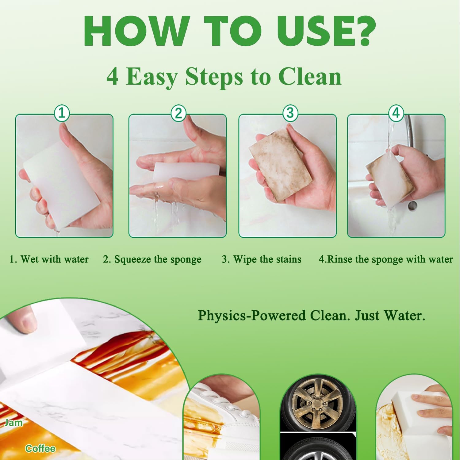 Thumbnail 3 de Powomao Melamine Cleaning Sponge 50Pcs