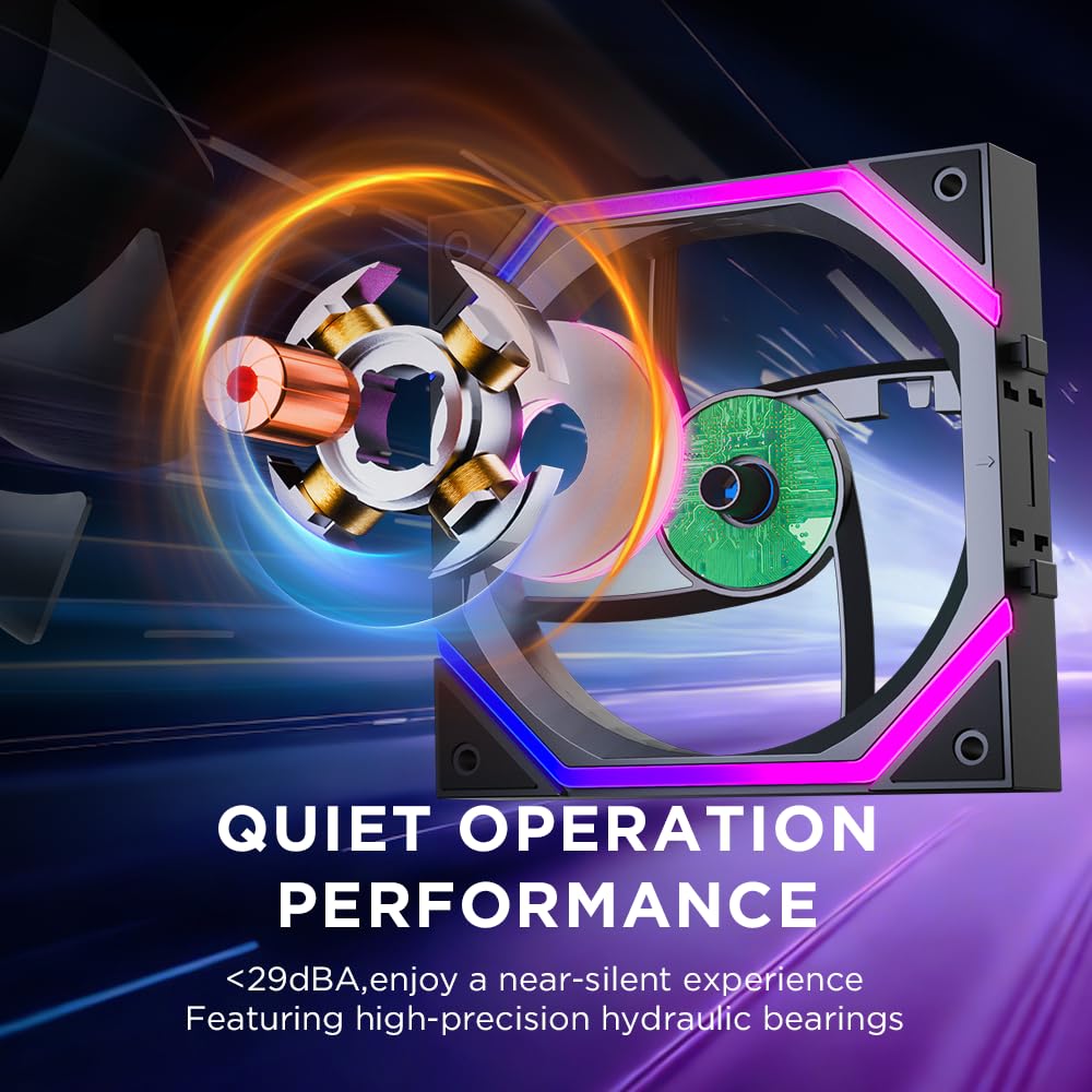 Detalle de Jungle Leopard Build Blocks UNI Daisy Chain RGB PC Fan (3-pack) 120 mm – Reverse, up to 2000 RPM