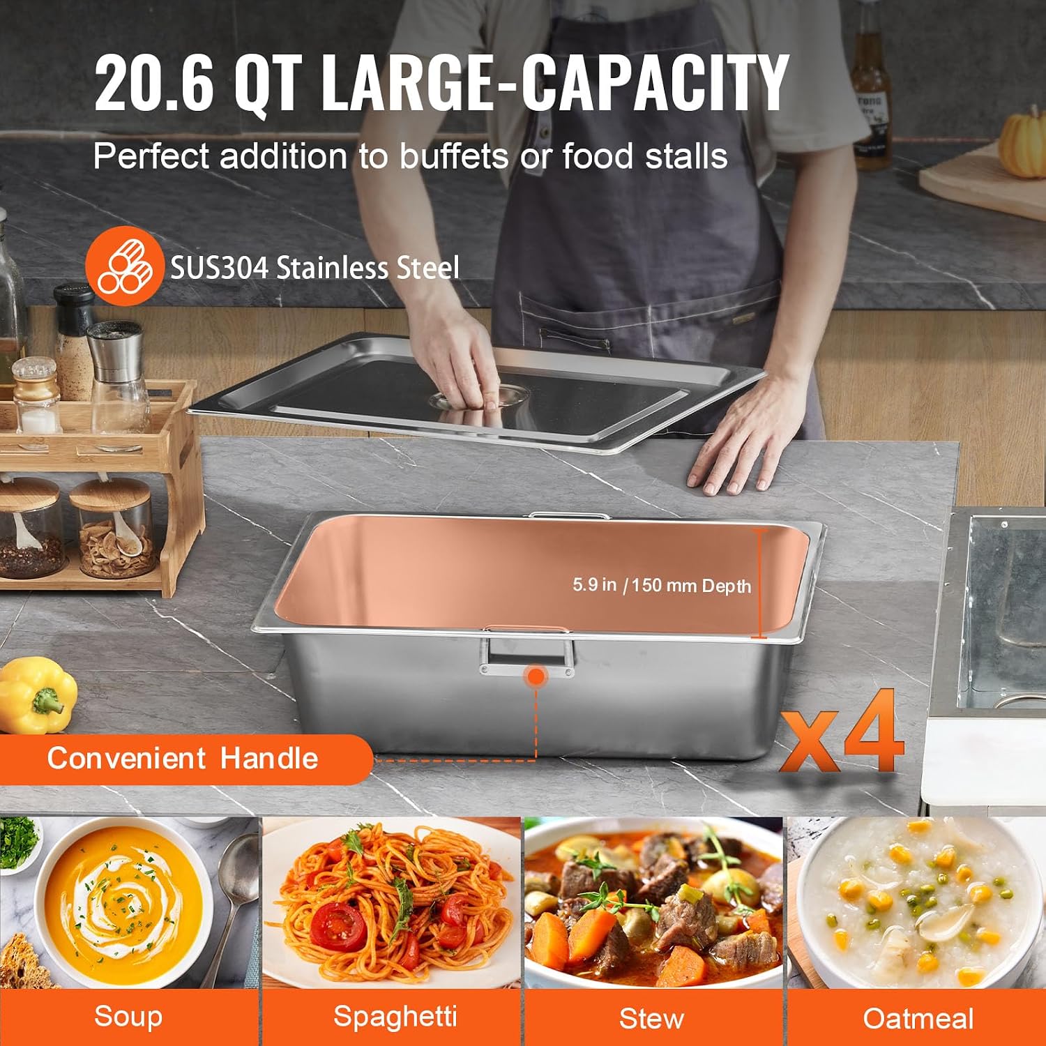 Detalle de VEVOR Commercial Food Warmer 20.6QT