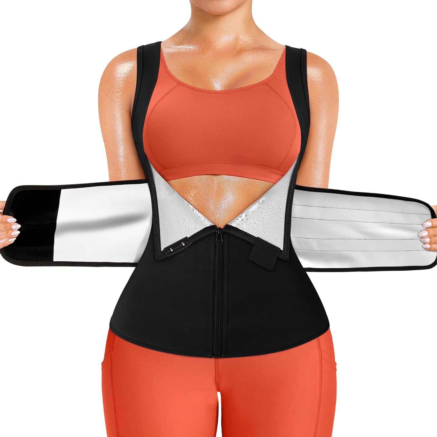 Detalle de TrainingGirl Sauna Waist Trainer Vest for Women with Thermal Fabric and Steel Support