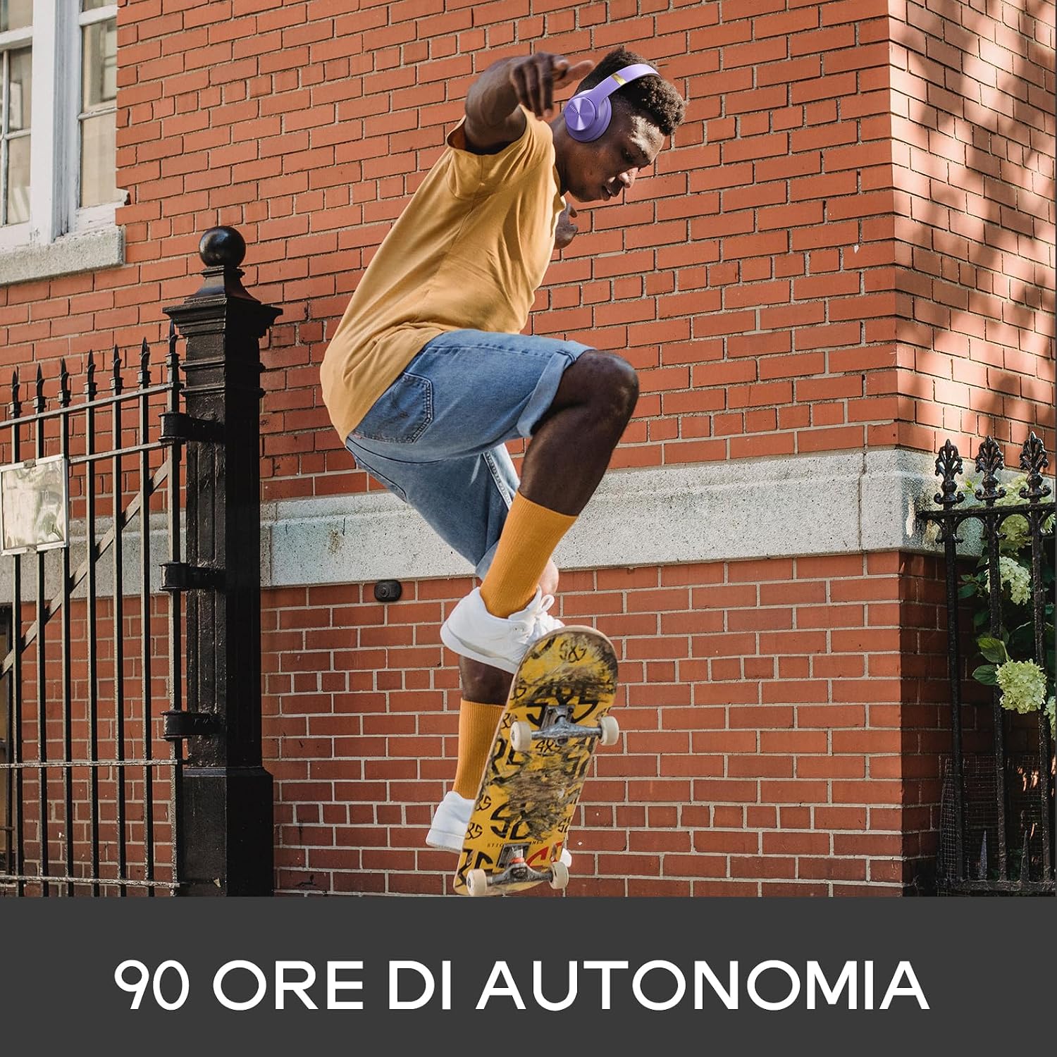 Detalle de DOQAUS Cuffie Bluetooth Wireless Over Ear – fino a 90 ore, 3 modalità EQ, memory foam, wireless e cablaggio incluso (Viola)