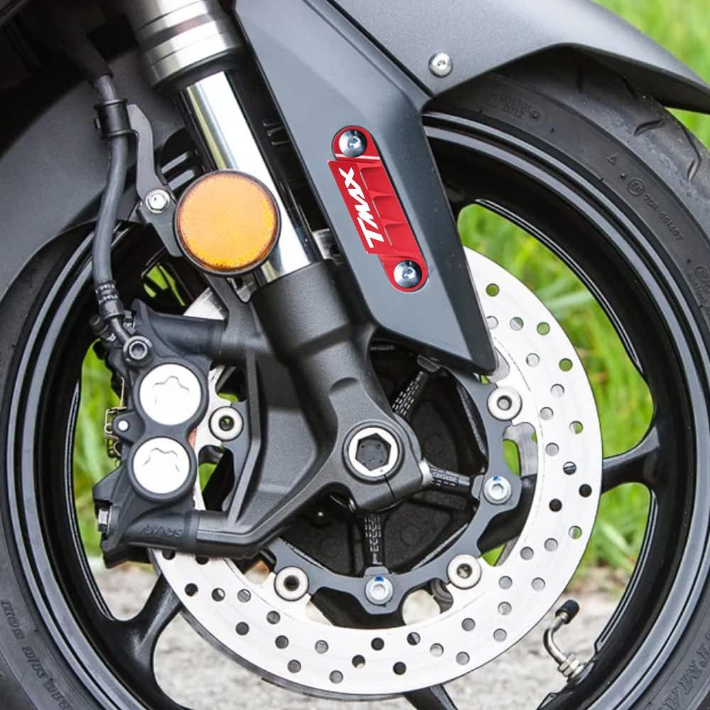 Detalle de Modeer per Yamaha Tmax 560 Tech Max 2020-2023 e Tmax 530 SX/DX 2017-2020 – Coppia parafango anteriore e piastra dell'asse CNC in alluminio 6061 anodizzato
