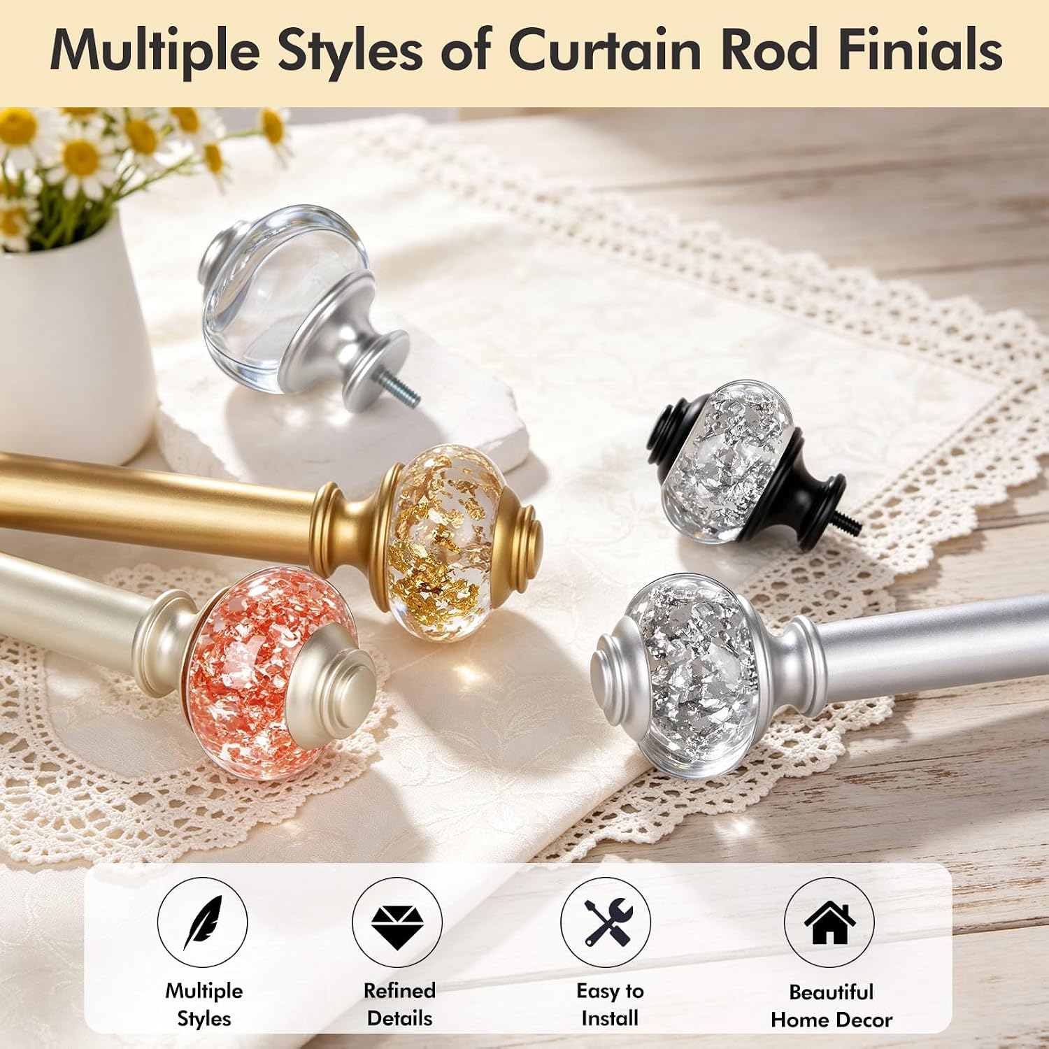 Detalle de USFOOK Curtain Rod, 7/8-Inch