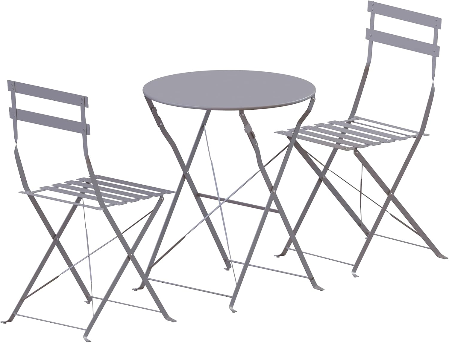 Thumbnail 3 de Garden Vida Porto 2 Seater Metal Folding 3-piece Bistro Set (Light Grey) for Garden, Patio & Balcony