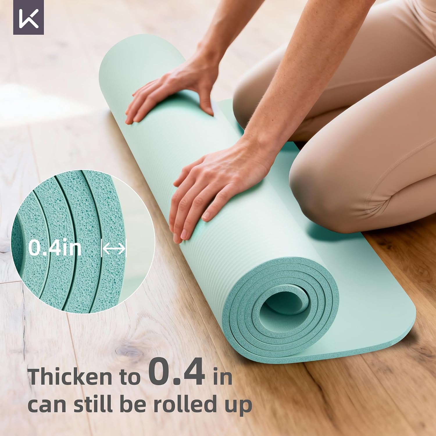 Detalle 2 de KEEP ym10-gre-21564843 NBR Yoga Mat, 10mm Cushioning, 72 x 32 in