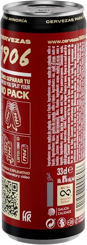 Detalle de 1906 Red Vintage - Cerveza Lager Extra, Pack de 24 Latas 🍺