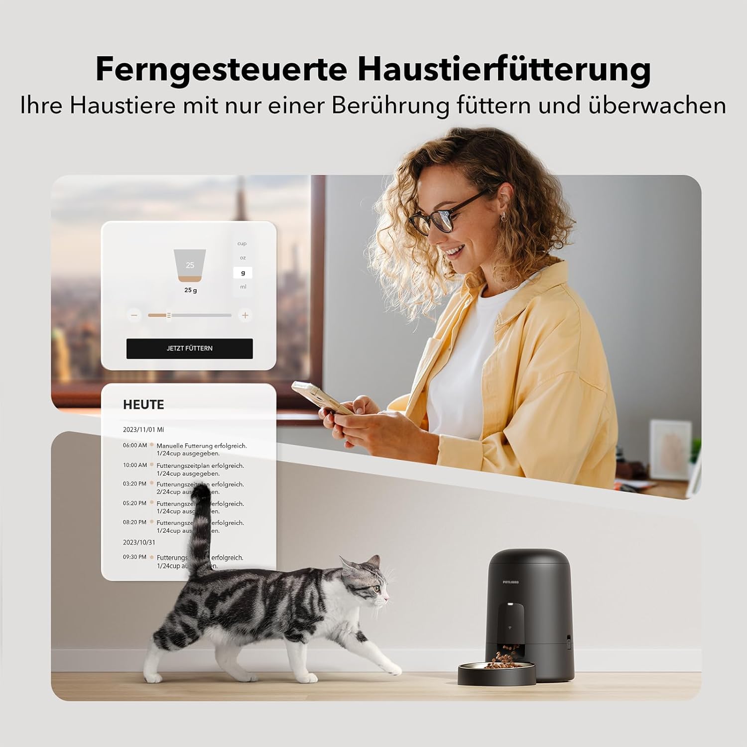 Thumbnail 3 de PETLIBRO Futterautomat für Katzen (2L) mit 2,4-GHz-WLAN, App-Steuerung und wiederaufladbarem Akku