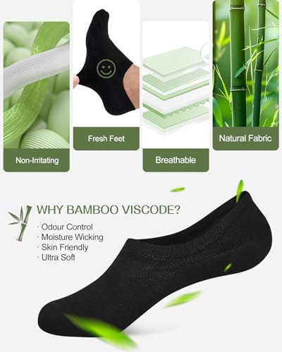 Thumbnail 5 de Cirrorld Bamboo No Show Socks for Men & Women – 6 Pairs, Non-Slip Black (UK Sizes 3–15)