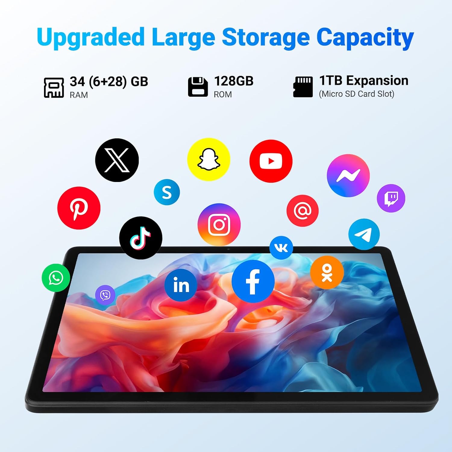 Thumbnail 3 de MUISOO Android 16 Tablet with Gemini AI, 10.1", 34GB RAM + 128GB ROM, expandable to 1TB