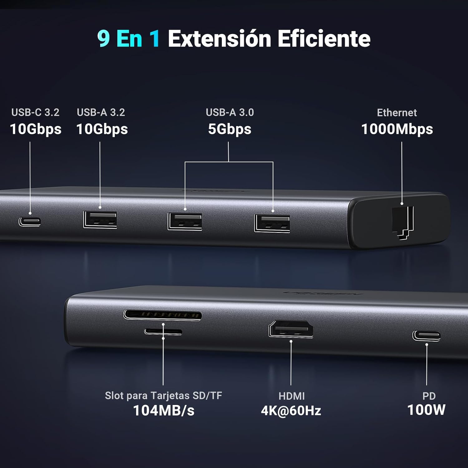 Thumbnail 1 de UGREEN Revodok Pro 109: Hub USB C 10Gbps con HDMI 4K 🌐