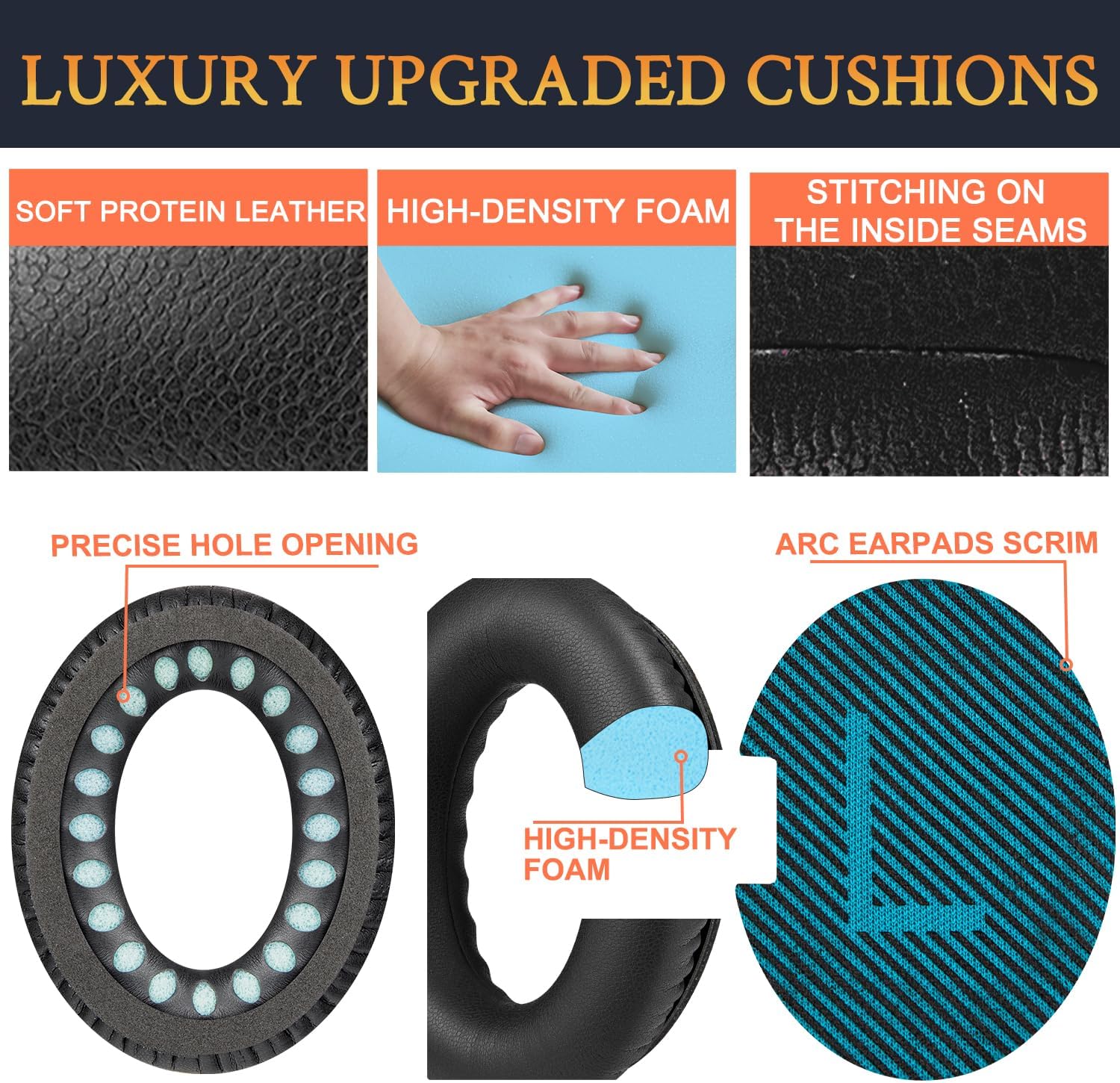 Detalle 2 de SoloWIT Protein Leather Earpads for Bose QC35
