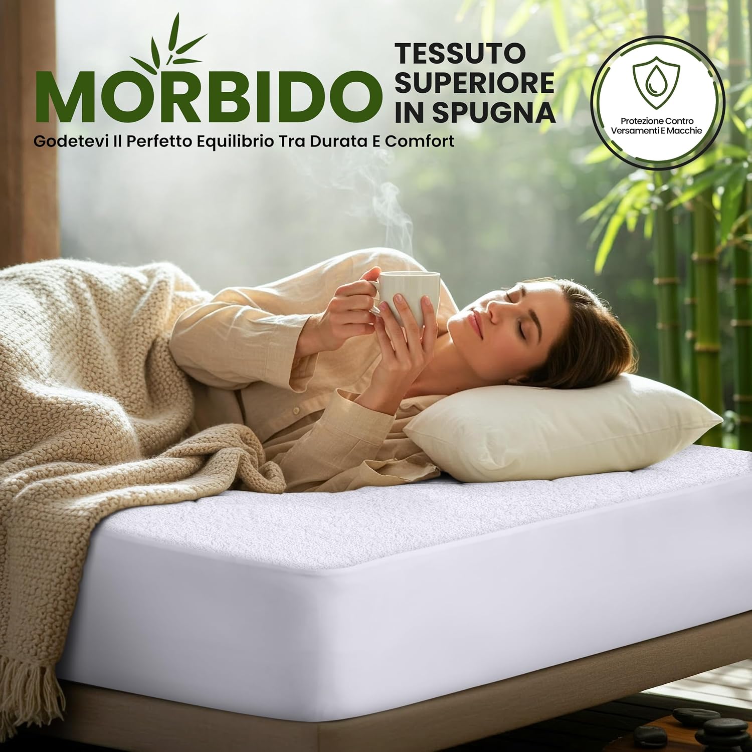Detalle de Utopia Bedding coprimaterasso singolo impermeabile 90 x 200 x 30 cm in viscosa con elastico tutto intorno
