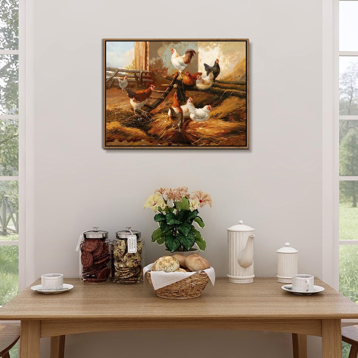 Thumbnail 5 de Funny Chicken Wall Art Framed Prints – 12x16" Watercolour Roosters for Kitchen and Dining