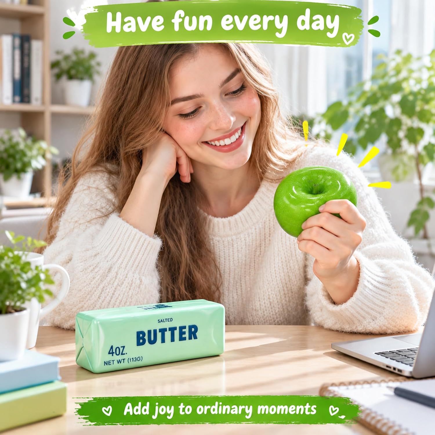 Thumbnail 3 de Doulavme Crunchy Butter + Apple Squishy Set, Bead-Filled ASMR Toys
