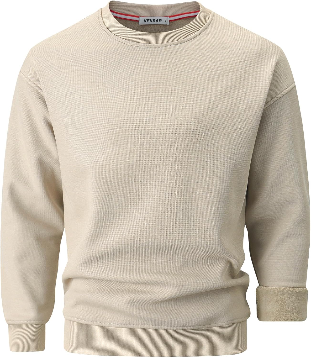 Detalle de VEIISAR Herren Heavy Weight Pullover mit Rundhalsausschnitt (410 g) – warmes Fleece mit Auerflor-Innenfutter