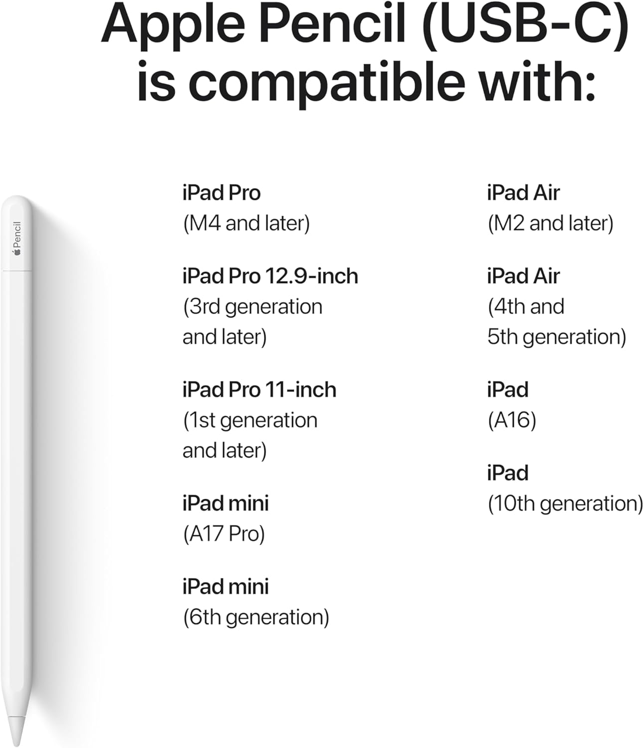 Detalle de Apple Pencil (USB-C): Pixel-perfect precision with USB-C pairing for iPad