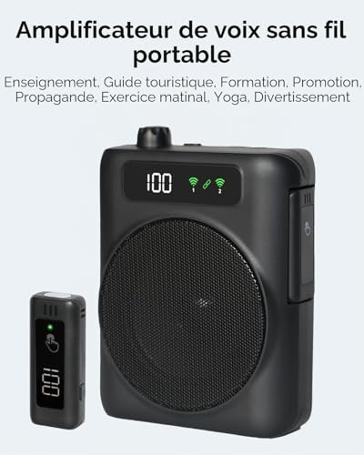 Thumbnail 1 de Amplificateur de Voix Portable QEEKADA avec Microphone Cravate Sans Fil et Recharge intégré