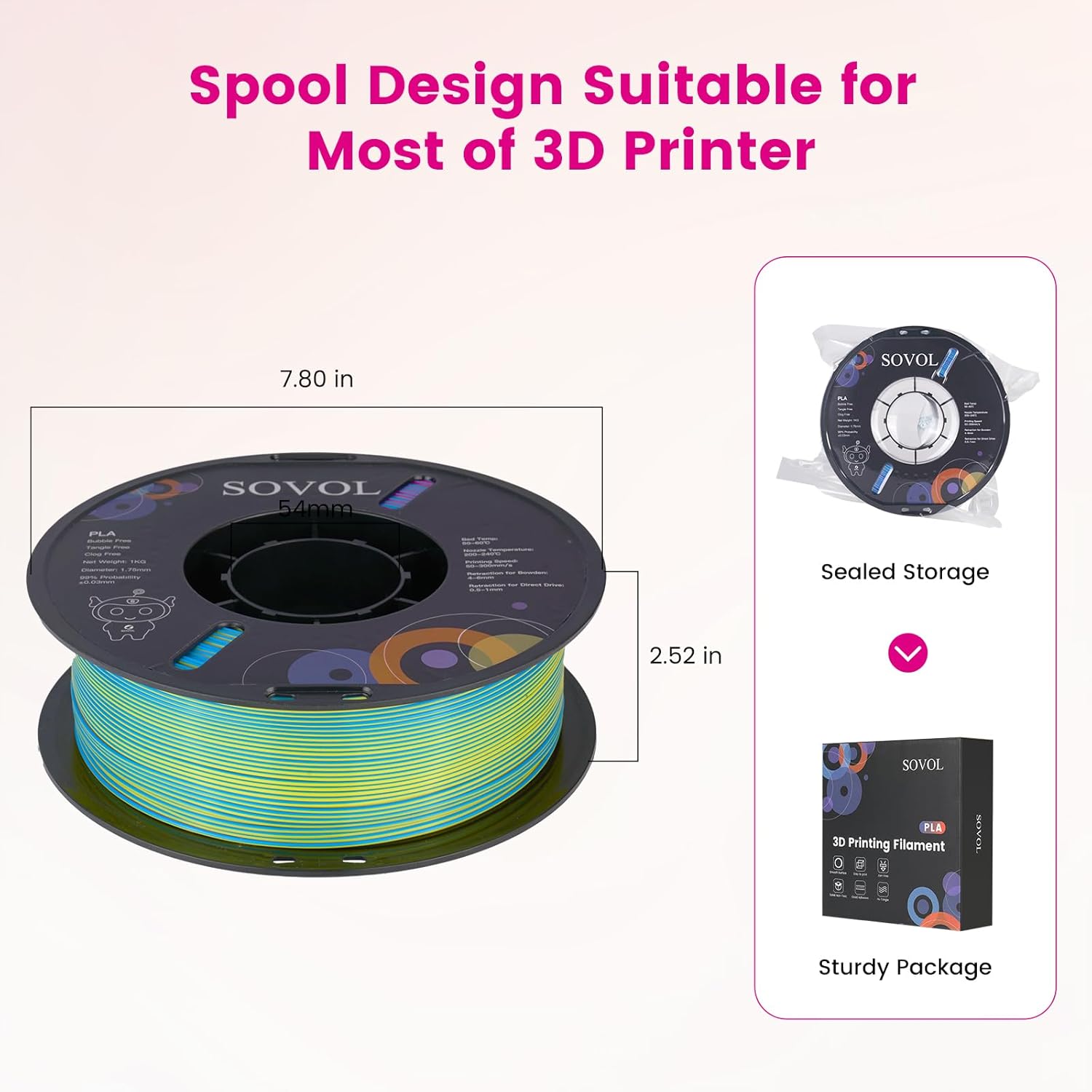 Thumbnail 5 de Sovol PLA Filament Silk Tri-Colour 1.75mm 1kg 🎨