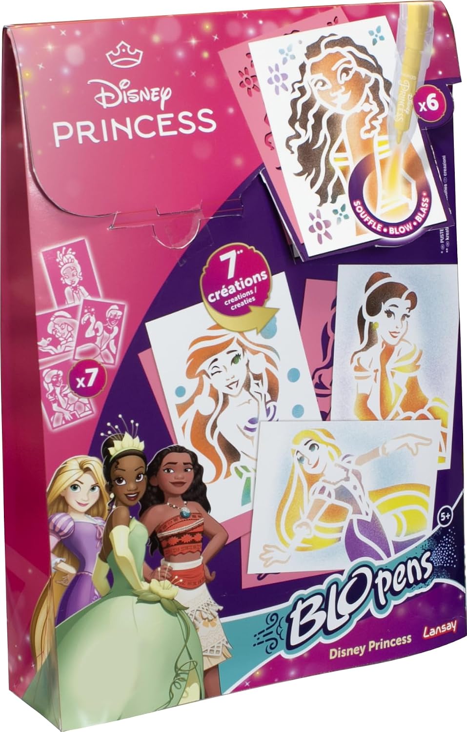 Detalle de Lansay BLOPENS DISNEY PRINCESSES – Kit Dessins & Coloriages à Souffler pour enfants dès 5 ans